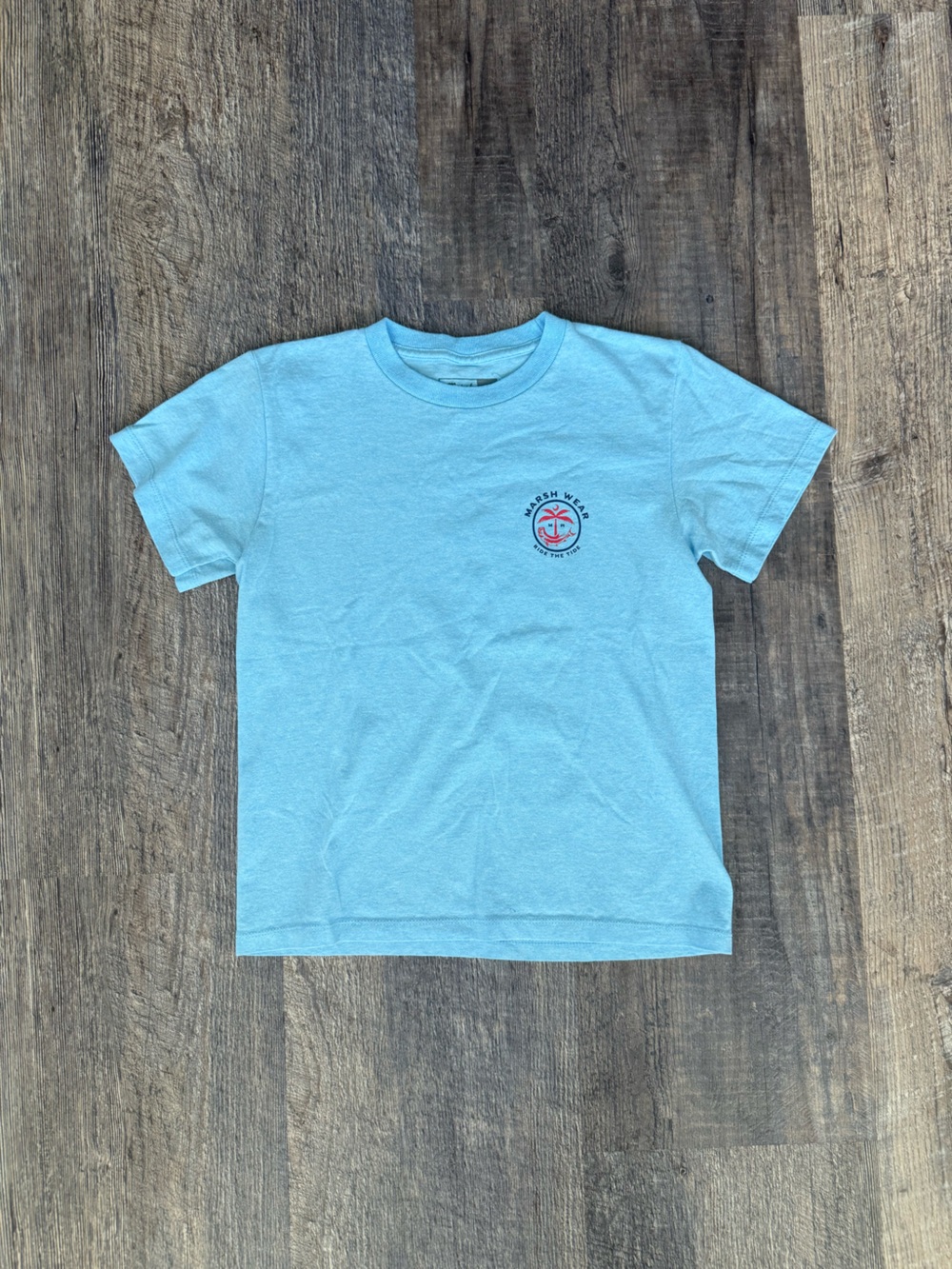Marsh Wear Ride The Tide Fishing Graphic T Shirt Aqua Blue Youth Small